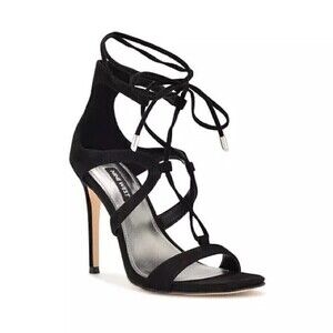 NINE WEST 10M Strappy Stilettos Sandal Ankle Wrap Heeled Dress high heels shoes